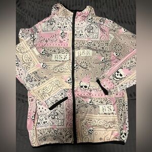SOLD Reason Pink and Beige Bandana Print Men’s Windbreaker Jacket Medium